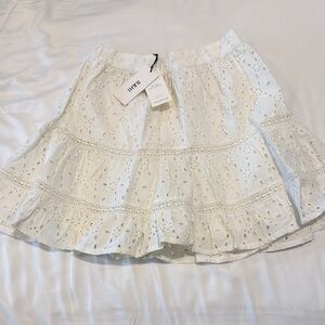 Elegant White Eyelet A-Line Skirt
